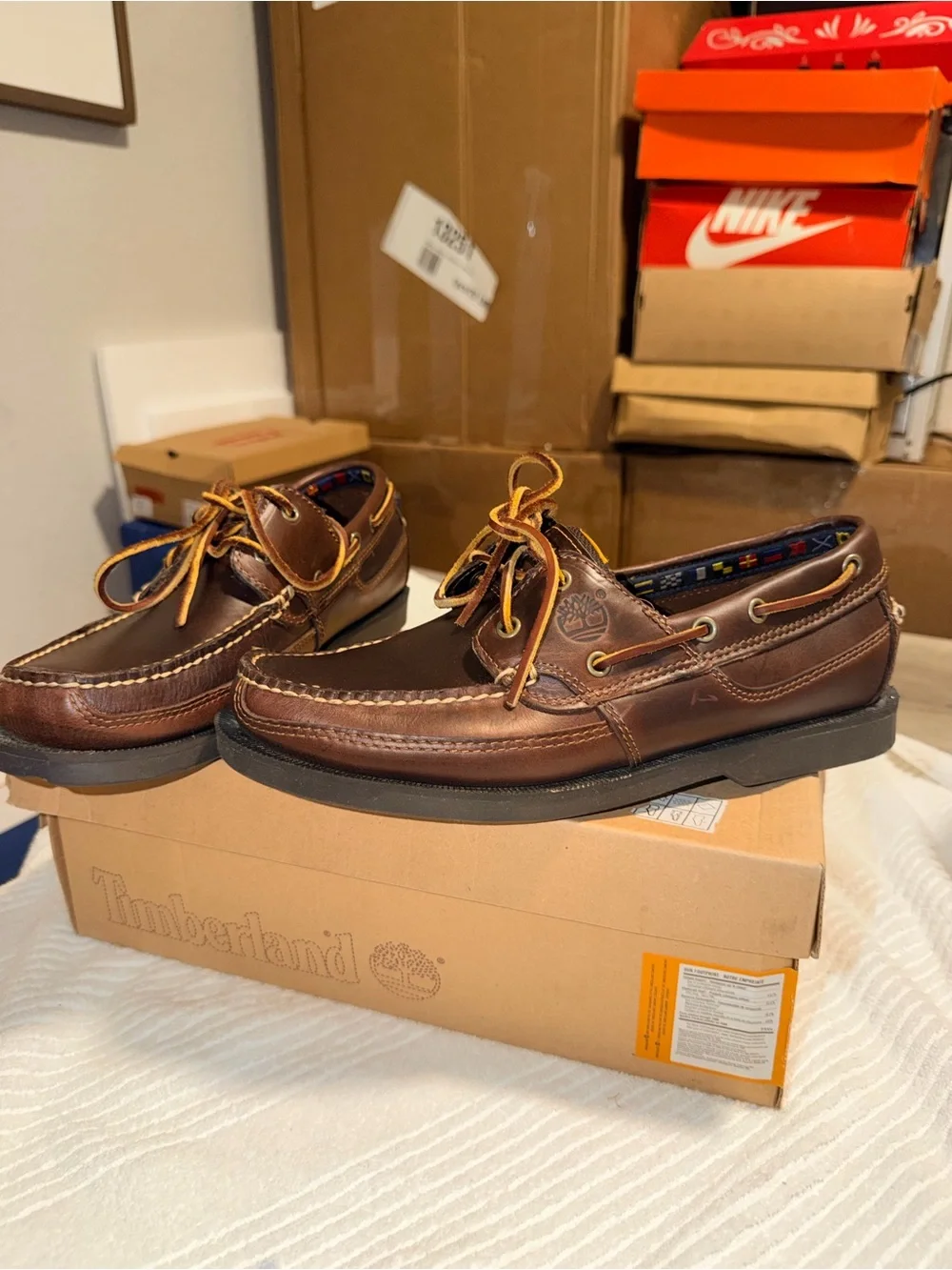 Timberland Kiawah Bay 2-Eye Leather Boat Shoes Brown Men’s 8.5